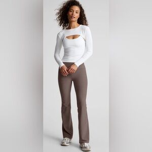 Beyond Yoga Spacedye Practice High Waisted Bootcut Pant Sz XS Woodland Heather